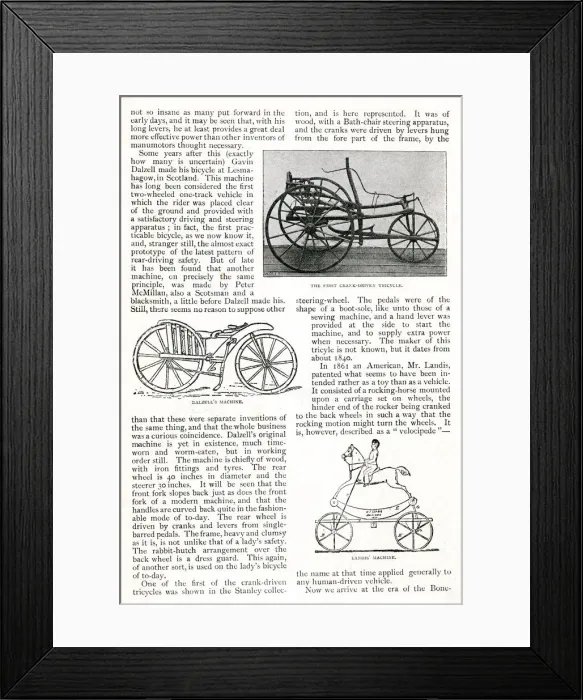 Framed Print : The Evolution of the Cycle -- tricycle and two bicycles Framed Print : The Evolution of the Cycle -- tricycle and two bicycles