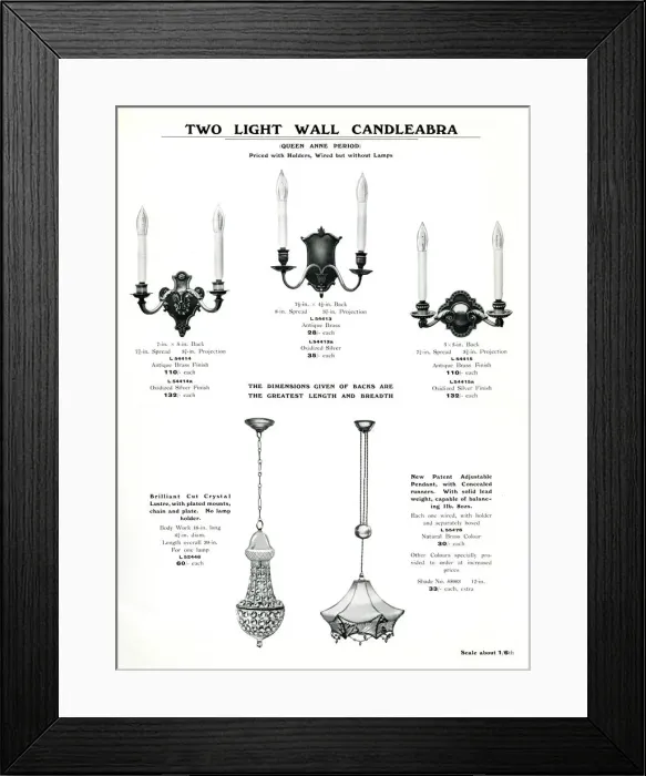Framed Print : Electric Light Fixtures catalogue, Candleabra (Candelabra) Framed Print : Electric Light Fixtures catalogue, Candleabra (Candelabra)