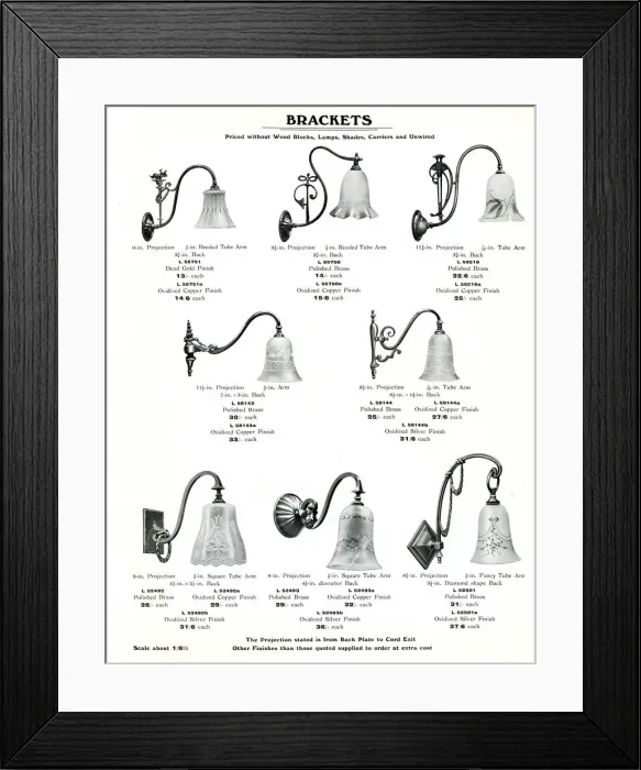 Framed Print : Electric Light Fixtures catalogue, Brackets Framed Print : Electric Light Fixtures catalogue, Brackets