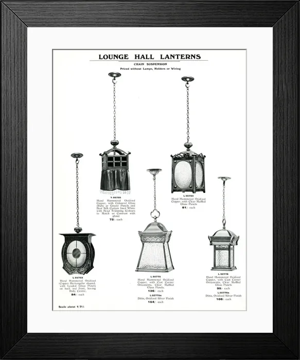 Framed Print : Electric Light Fixtures catalogue, Lounge Hall Lanterns Framed Print : Electric Light Fixtures catalogue, Lounge Hall Lanterns