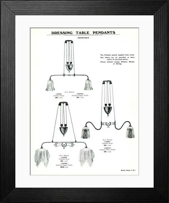 Framed Print : Electric Light Fixtures catalogue, Dressing Table Pendants Framed Print : Electric Light Fixtures catalogue, Dressing Table Pendants