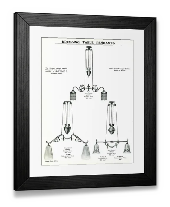 Framed Print : Electric Light Fixtures catalogue, Dressing Table Pendants Framed Print : Electric Light Fixtures catalogue, Dressing Table Pendants