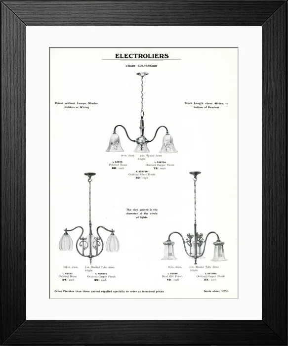 Framed Print : Electric Light Fixtures catalogue, Electroliers Framed Print : Electric Light Fixtures catalogue, Electroliers