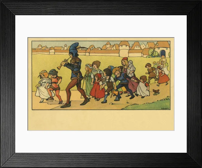 Framed Print : Pied Piper. Fairy tale Framed Print : Pied Piper. Fairy tale