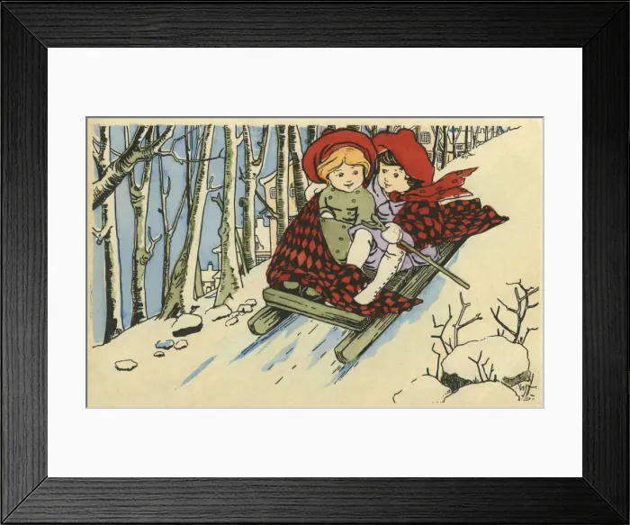 Framed Print : Xmas. Tobogganing Framed Print : Xmas. Tobogganing