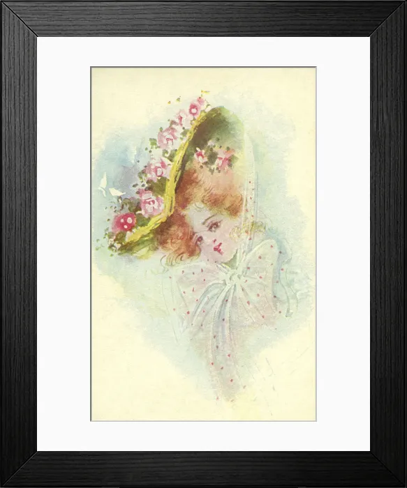 Framed Print : Glamour. Edwardian lady wearing yellow hat trimmed with pink flowers Framed Print : Glamour. Edwardian lady wearing yellow hat trimmed with pink flowers