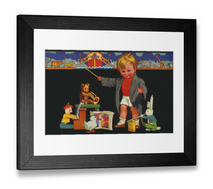 Framed Print : Children. Small boy conducting toy orchestra. Date: circa 1925 Framed Print : Children. Small boy conducting toy orchestra. Date: circa 1925