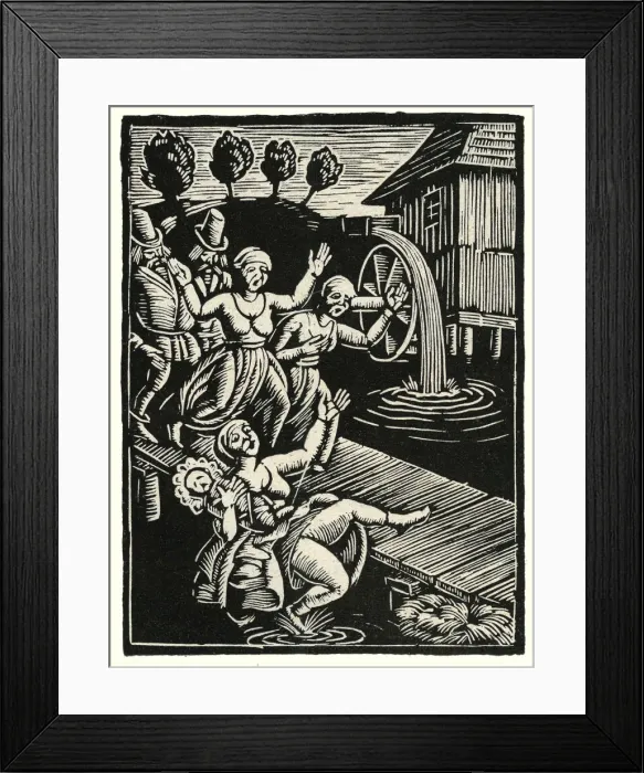 Framed Print : Mother & child falling off footbridge Framed Print : Mother & child falling off footbridge