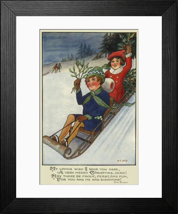 Framed Print : Xmas. Sleighing downhill Framed Print : Xmas. Sleighing downhill