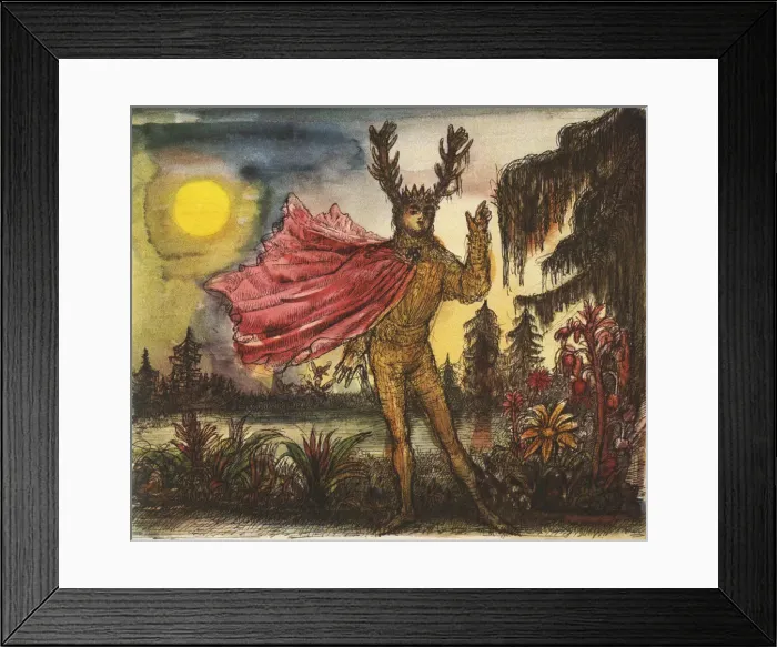 Framed Print : Oberon. Illustration of Oberon in A Midsummer Nights Dream. Artist: Hans Fischer Framed Print : Oberon. Illustration of Oberon in A Midsummer Nights Dream. Artist: Hans Fischer