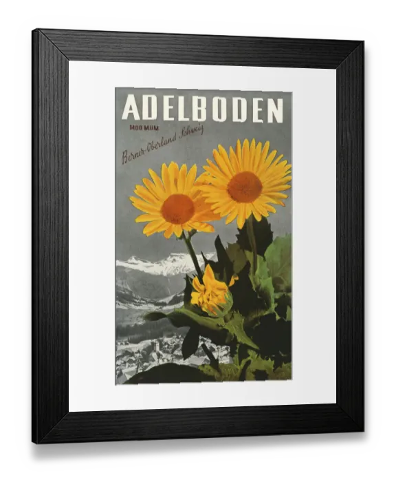 Framed Print : Adelboden. Travel poster for Adelboden in the Bernese Oberland, Switzerland. Date: 1937 Framed Print : Adelboden. Travel poster for Adelboden in the Bernese Oberland, Switzerland. Date: 1937