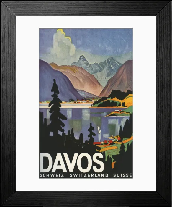Framed Print : Davos. Travel poster for Davos, Switzerland. Date: 1937 Framed Print : Davos. Travel poster for Davos, Switzerland. Date: 1937