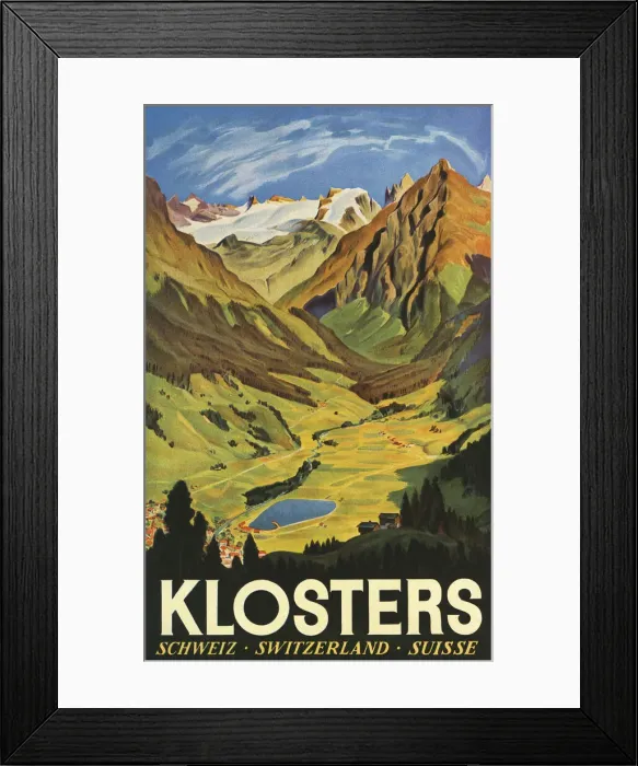 Framed Print : Klosters. Travel poster for Klosters, Switzerland. Date: 1937 Framed Print : Klosters. Travel poster for Klosters, Switzerland. Date: 1937