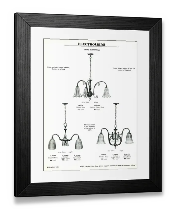 Framed Print : Electric Light Fixtures catalogue, Electroliers Framed Print : Electric Light Fixtures catalogue, Electroliers