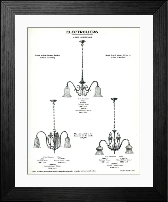 Framed Print : Electric Light Fixtures catalogue, Electroliers Framed Print : Electric Light Fixtures catalogue, Electroliers