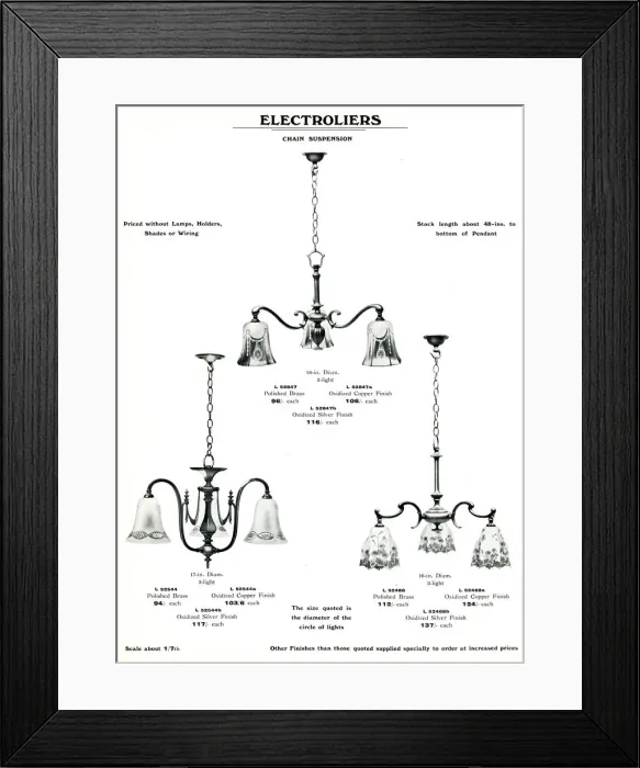Framed Print : Electric Light Fixtures catalogue, Electroliers Framed Print : Electric Light Fixtures catalogue, Electroliers