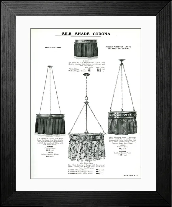 Framed Print : Electric Light Fixtures catalogue, Silk Shade Corona Framed Print : Electric Light Fixtures catalogue, Silk Shade Corona
