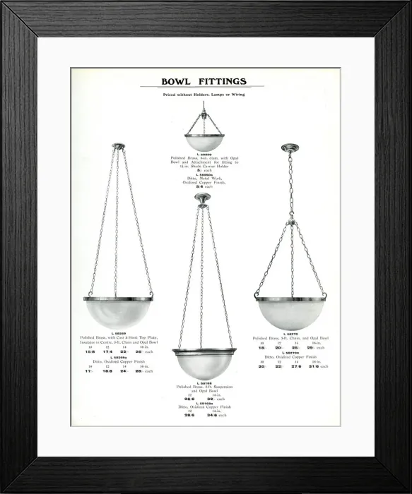 Framed Print : Electric Light Fixtures catalogue, Bowl Fittings Framed Print : Electric Light Fixtures catalogue, Bowl Fittings