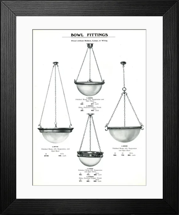 Framed Print : Electric Light Fixtures catalogue, Bowl Fittings Framed Print : Electric Light Fixtures catalogue, Bowl Fittings