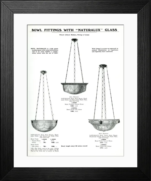 Framed Print : Electric Light Fixtures catalogue, Naturalux Bowl Fittings Framed Print : Electric Light Fixtures catalogue, Naturalux Bowl Fittings