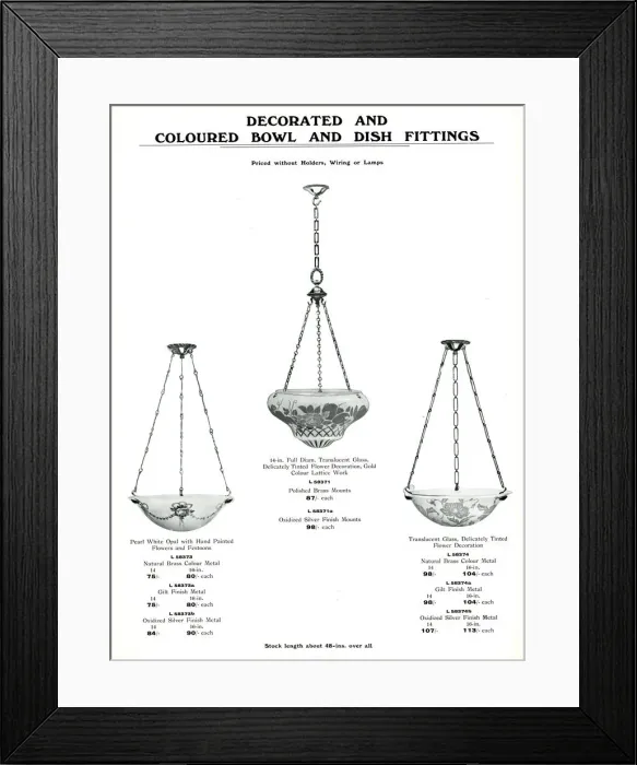 Framed Print : Electric Light Fixtures catalogue, Bowl and Dish Fittings Framed Print : Electric Light Fixtures catalogue, Bowl and Dish Fittings