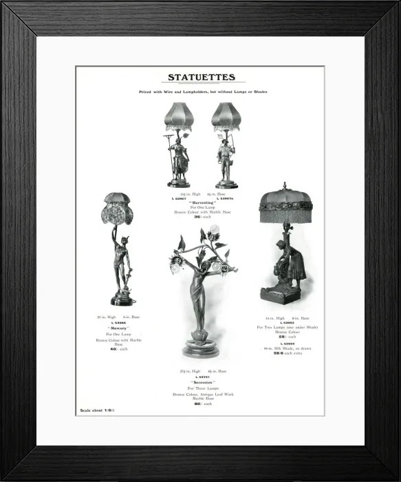 Framed Print : Electric Light Fixtures catalogue, Statuettes Framed Print : Electric Light Fixtures catalogue, Statuettes