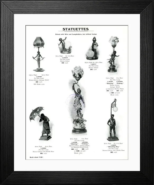 Framed Print : Electric Light Fixtures catalogue, Statuettes Framed Print : Electric Light Fixtures catalogue, Statuettes