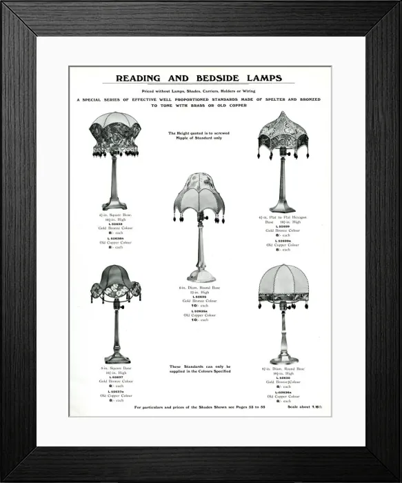 Framed Print : Electric Light Fixtures catalogue, Reading and Bedside Lamps Framed Print : Electric Light Fixtures catalogue, Reading and Bedside Lamps
