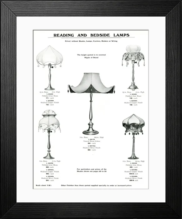 Framed Print : Electric Light Fixtures catalogue, Reading and Bedside Lamps Framed Print : Electric Light Fixtures catalogue, Reading and Bedside Lamps