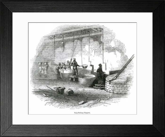 Framed Print : People working in a soap and candle factory, south London Framed Print : People working in a soap and candle factory, south London