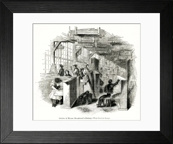 Framed Print : People at work, Broadwood piano factory, London 1842