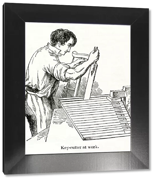 Man at work, Broadwood piano factory, London 1842