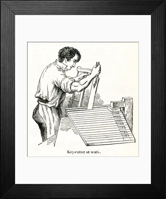 Framed Print : Man at work, Broadwood piano factory, London 1842 Framed Print : Man at work, Broadwood piano factory, London 1842