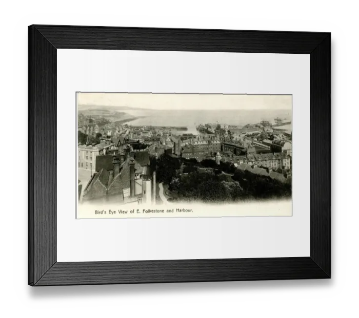 Framed Print : Aerial view of East Folkestone and harbour, Kent Framed Print : Aerial view of East Folkestone and harbour, Kent