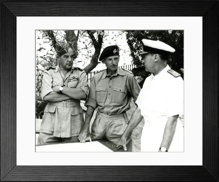Framed Print : Field Marshal Bernard Montgomery and two others, WW2