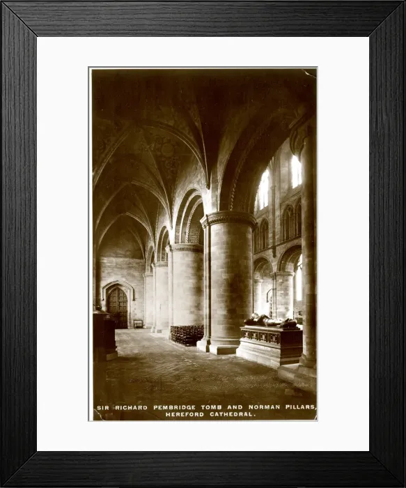 Framed Print : Pembridge Tomb and Norman Pillars, Hereford Cathedral Framed Print : Pembridge Tomb and Norman Pillars, Hereford Cathedral