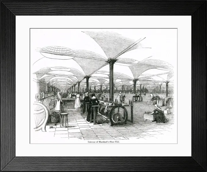 Framed Print : Marshalls Flax Mill, Leeds, Yorkshire 1843 Framed Print : Marshalls Flax Mill, Leeds, Yorkshire 1843