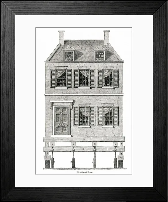 Framed Print : Method of moving a house in America Framed Print : Method of moving a house in America