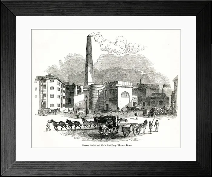 Framed Print : View outside a distillery, Thames Bank, south-west London Framed Print : View outside a distillery, Thames Bank, south-west London