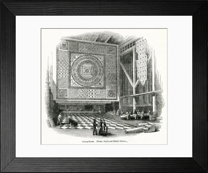 Framed Print : View inside a floor cloth factory, Knightsbridge, SW London Framed Print : View inside a floor cloth factory, Knightsbridge, SW London