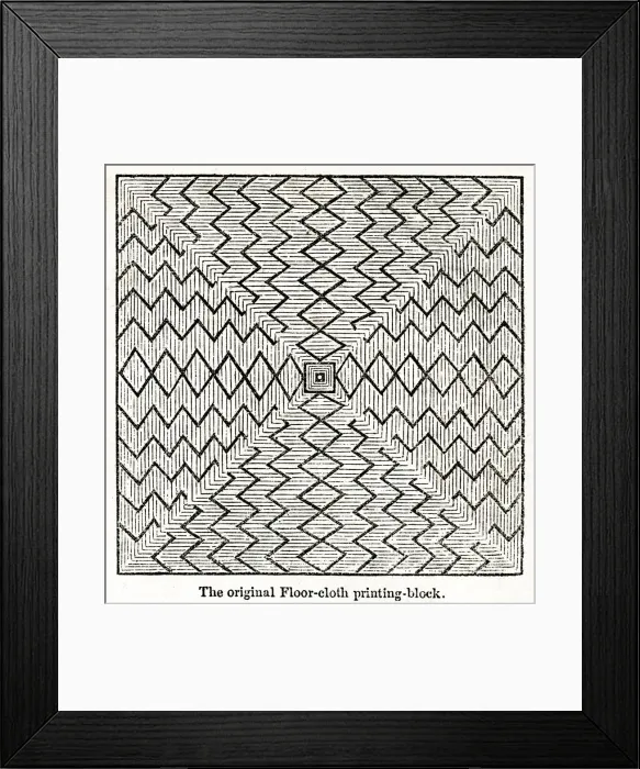 Framed Print : Printing block used at floor cloth factory, SW London Framed Print : Printing block used at floor cloth factory, SW London