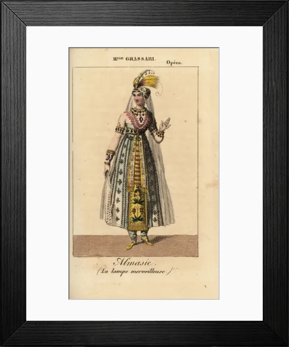 Framed Print : French soprano singer Mlle Grassari as Almasie Framed Print : French soprano singer Mlle Grassari as Almasie