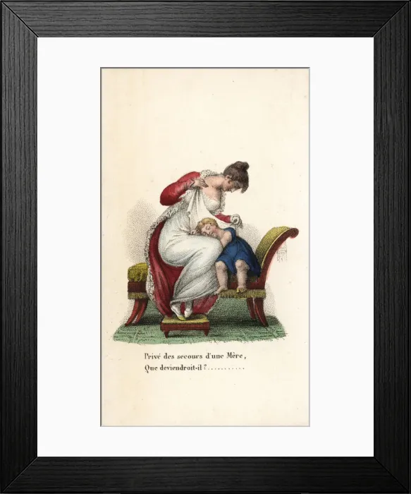 Framed Print : Mother and child on a chaise longue Framed Print : Mother and child on a chaise longue