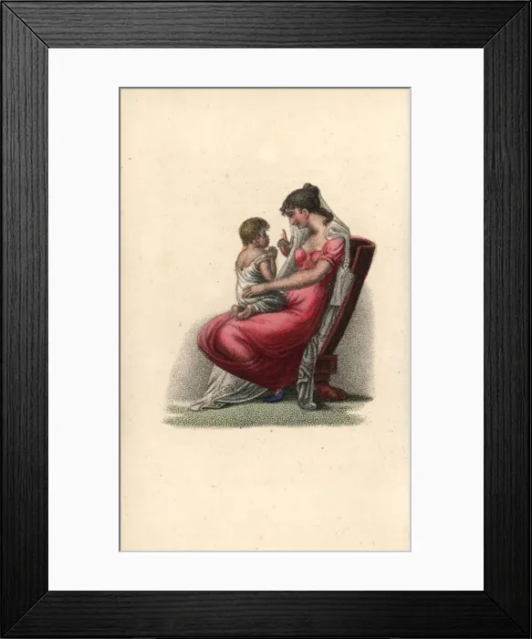 Framed Print : Mother with child praying on her lap Framed Print : Mother with child praying on her lap