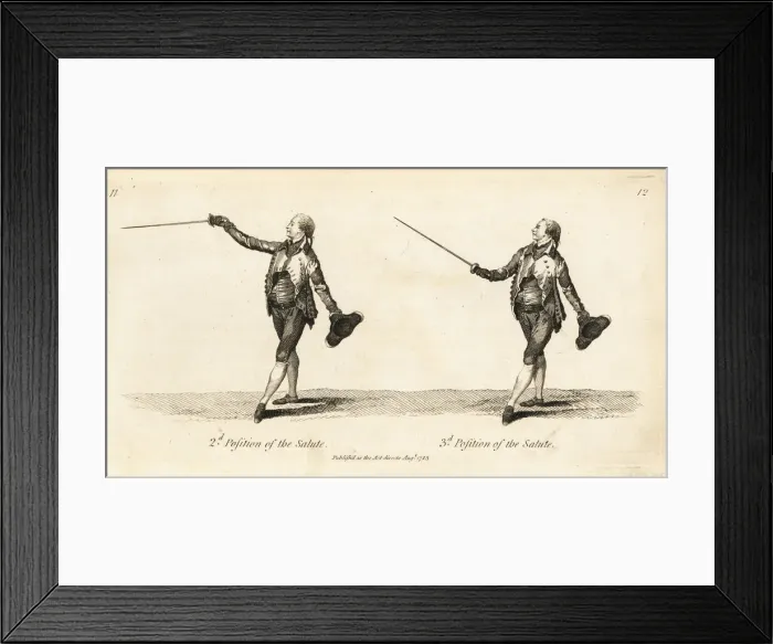 Framed Print : Gentlemen fencers in the second and third Framed Print : Gentlemen fencers in the second and third