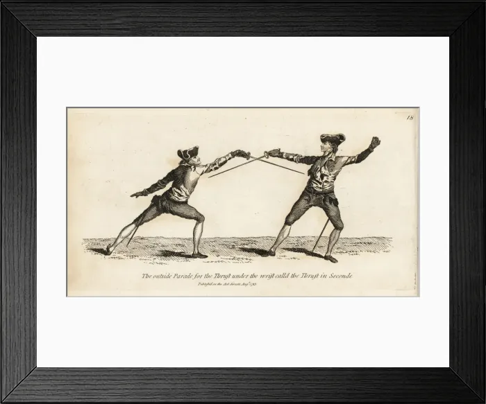 Framed Print : Gentleman fencer in the position of the Thrust in Seconde Framed Print : Gentleman fencer in the position of the Thrust in Seconde