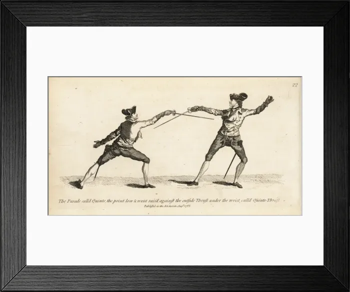 Framed Print : Gentlemen fencers in the Quinte parry against Quinte Thrust Framed Print : Gentlemen fencers in the Quinte parry against Quinte Thrust