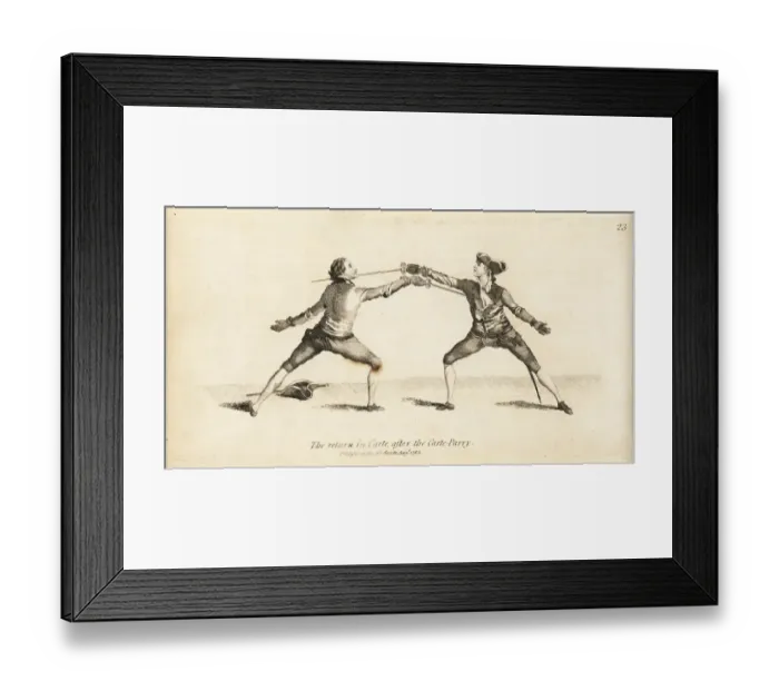 Framed Print : Gentlemen fencers in the Carte return after the Carte parry