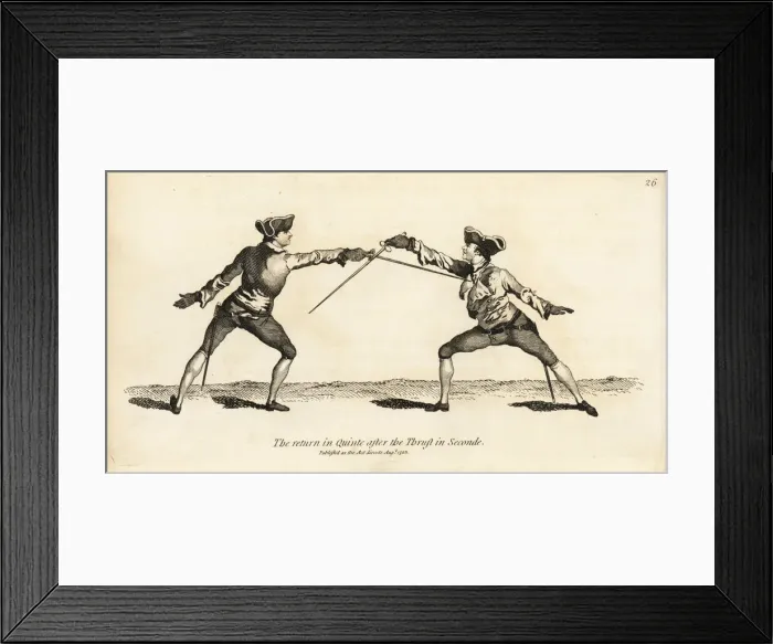Framed Print : Gentlemen fencers making a return thrust in Framed Print : Gentlemen fencers making a return thrust in