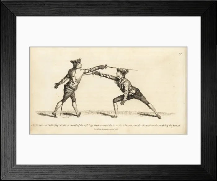 Framed Print : Gentleman fencer running through an opponent Framed Print : Gentleman fencer running through an opponent